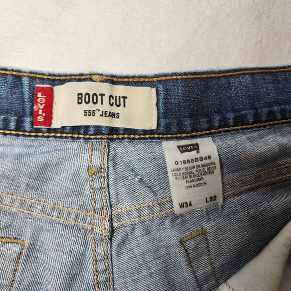 Vintage LEVI'S 555 Hipster Faded Distressed BOOT CUT Jeans Men's Size W 34 L 32. - Picture 10 of 16